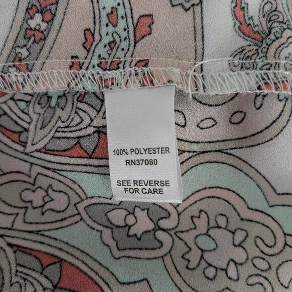 CATO Cream White/ Multi-Color Paisley Chiffon Tunic Top; 3/4 Sleeves Size 18/20W - Picture 4 of 5